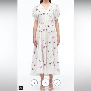 Sequin Embellished Puff Sleeve Midi Dress